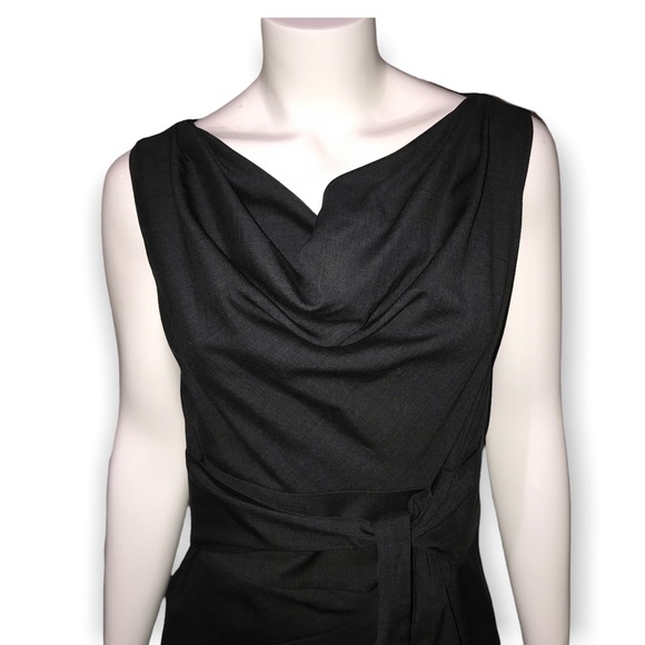 Magaschoni Dark Charcoal summer weight wool sleeveless cowl neck dress - size 8 - Picture 3 of 7
